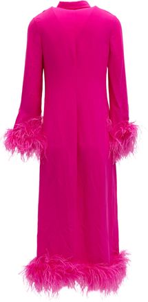 Valentino Garavani Pink Feather Hem Womens Dress