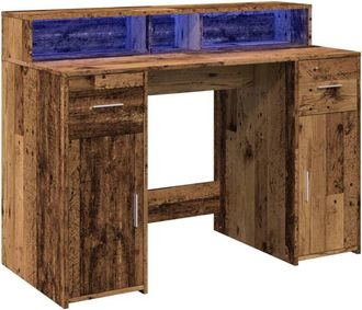 vidaXL Vidaxl - Desk with led Lights Old Wood 120x55x91 cm Engineered Wood