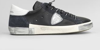 Philippe Model Prsx Low Sneakers In Black Suede And Leather
