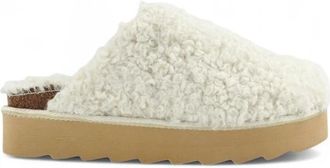 Colors Of California Furry Platform Sabot - Dames - Pantoffels - Wit - 36 EU - Polyester - Schoenen