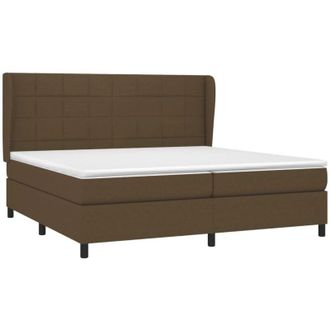 vidaXL Vidaxl - Cama Box Spring Con Colch&oacute;n Tela Marr&oacute;n Oscuro 200x200 Cm