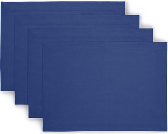 Solino Home Linen Placemats Set of 4, 14 x 19 Inch for Dining Table, Holiday and Everyday Table Decor - Fete in Indigo Blue at Nordstrom, Size Medium