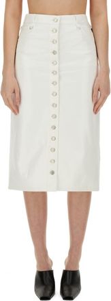 Courr&egrave;ges White Solid Midi Skirt