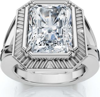 Pompeii3 Certified 5 1/2Ct Elongated Radiant Cut Engagement Ring 14k Gold Lab Grown