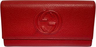 Gucci Red Color Leather Long Wallet (Bi-Fold) (Pre-Owned)