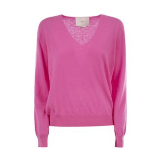 VANIS&Eacute; V-hals Cashmere Trui - Dames - Cashmere truien - Roze - L - Truien & Vesten