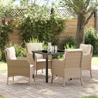 vidaXL Conjunto De Comedor De Jard&iacute;n Con Coj&iacute;n 5 Pcs Beige Polirat&aacute;n Vidaxl