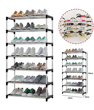 Trade Shop Trade Shop - Zapatero Hogar Multiusos 7 Estantes Ahorra Espacio Metal 60x30x106cm
