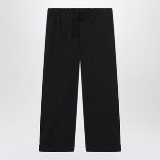 The Row Low-rise relaxed-fit cotton poplin trousers in black