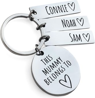 Generic Personalised Family Keyring Engraved This Mummy, Daddy, Nanny, Grandad, Auntie, Uncle Belongs To Keychain. Multiple Names, Choose your Setup