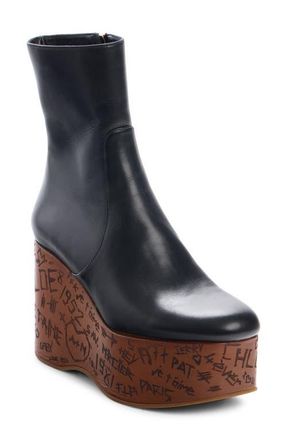 Chlo&eacute; Maxime Platform Wedge Sock Bootie in Black at Nordstrom, Size 39.5