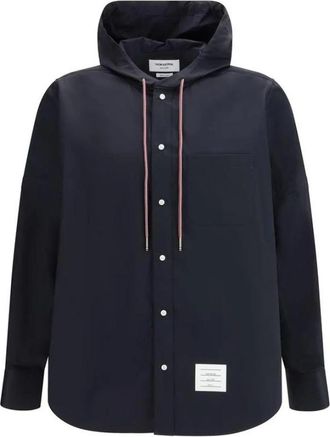 Thom Browne Polyamide Sweatshirt met Geribbelde Boorden en Rits aan de Voorkant - Heren - Zomerjassen - Zwart - S - Jassen