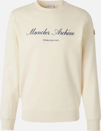 Moncler Mens Signature Logo Sweatshirt Cream - Size: 40