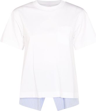 sacai T-Shirts And Polos White/Blue Stripe-Donna