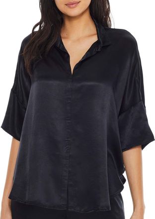 Pj Harlow Womens Fran Satin Notch Collar Pajama Top