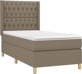vidaXL Vidaxl - Cama Box Spring Colch&oacute;n Y Luces Led Tela Gris Taupe 90x190 Cm