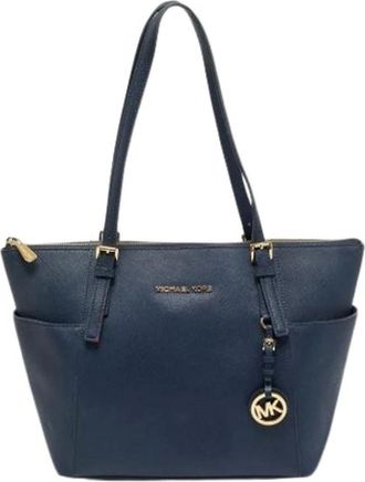 Michael Kors Pre-owned Tote Bags, female, Blue, Size: ONE SIZE Pre-owned Leather Tote Bag