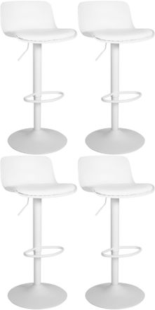 Clp Set De 4 Taburetes De Bar Almada Con Asiento En Polipiel Blanco