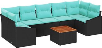 vidaXL Conjunto De Sof&aacute;s De Jard&iacute;n 8 Uds. Negro Rat&aacute;n Sint&eacute;tico Vidaxl
