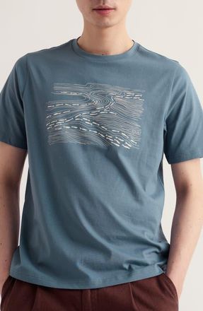 Seasalt Cornwall Midwatch Graphic Organic Cotton T-Shirt in Estuary Fish Blue Slate at Nordstrom, Size Xx-Large