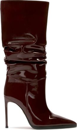 Kazar Maroon laarzen op een slanke stilettohak - Dames - Laarzen met Hak - Bruin - 38 EU - Leer - Schoenen