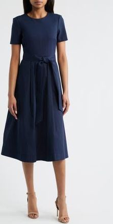 Eliza J Bow Detail Midi Dress in Navy at Nordstrom Rack, Size 14