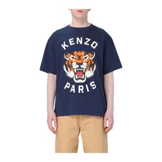 Kenzo T-Shirts, male, Blue, S, Tiger Head Graphic Tee