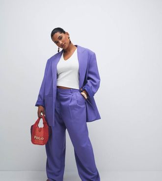 Asos Curve - Blazer sartoriale comodo taglio maschile viola