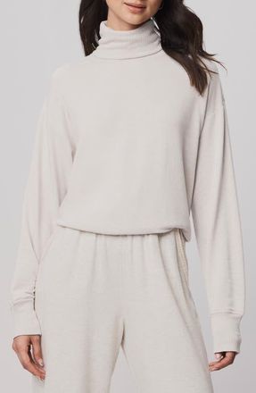 Splendid Supersoft Trim Turtleneck Sweater in Pale Oak Heather White at Nordstrom, Size Medium