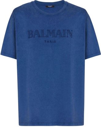 Balmain T-shirt con stampa logo - Blu