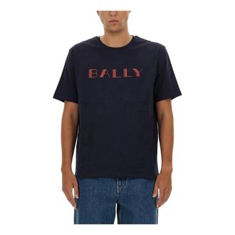 Bally Logo Crew Neck T-Shirt - male - Bally - T-Shirts - Blue - S - Tops