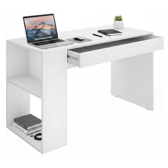 Dmora Escritorio Arianella, Escritorio Multiusos, Mesa De Oficina Para Pc, El Plan De Trabajo, 115x50 H74 Cm, Blanco - Dmora