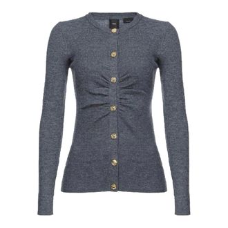 Pinko Cardigans, female, Gray, Size: XS Buttoned Grey Sweater
