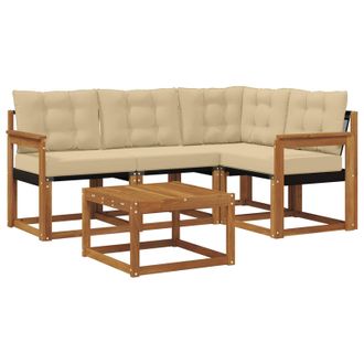 vidaXL Conjunto De Sof&aacute;s De Exterior Con Coj&iacute;n 5 Pcs Natural Y Beige Vidaxl