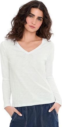 Lilla P Long Sleeve V-Neck Womens Clothing White 1 : XS, Cotton
