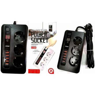 Trade Shop Trade Shop - Multipresa Presa Universale 3 Spine 5 Usb 3.4a 5v Interruttore 220v 2500w 10a