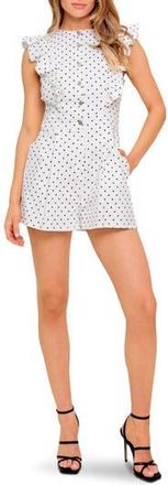 Flying Tomato Polka Dot Ruffle Romper in White/Black at Nordstrom Rack, Size Large