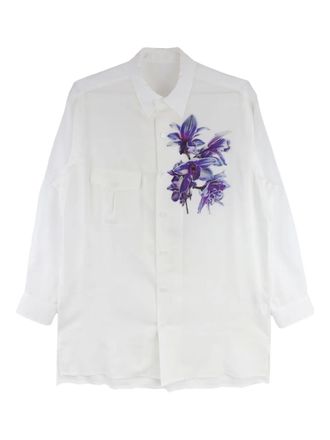 Yohji Yamamoto Overhemd met bloemenprint - Wit