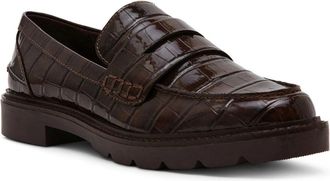 Anne Klein Eryn ERYN01F9 Penny Loafer Womens Brown Croc Slip On HTAT1824