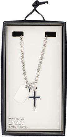 Nordstrom Rack Mens Dog Tag & Cross Necklace in Stainless at Nordstrom Rack