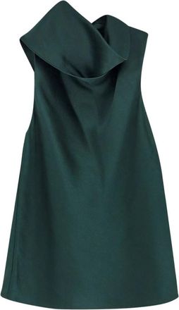 Vince Satin Scarf Top - Dames - Tops zonder mouwen - Groen - M - Polyester - Tops