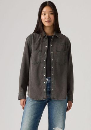Levi's Jeansbluse LEVIS TEODORA WESTERN SHIRT, Damen, Gr. XS (34), chipped schwarz oyster top, Web, Obermaterial: 100% Baumwolle, h&uuml;ftbedeckend, Blusen Jeans