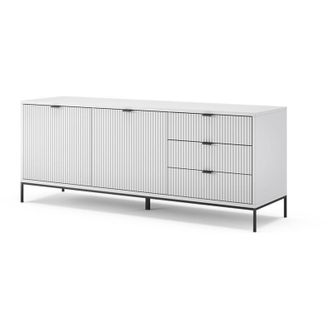 Vicco Mueble bajo para tv Eliza, Blanco, 150.1 x 60 cm con 3 cajones, 2 puertas