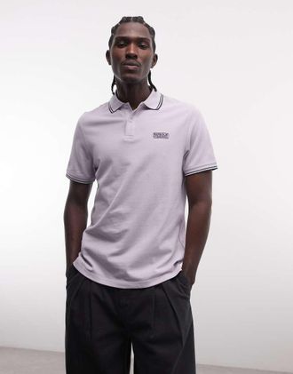 Barbour Evan - Polo a maniche corte lilla con bordi a contrasto e logo-Viola