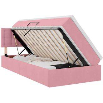 vidaXL Storage Bed with Mattress with Storage Pink 90 x 190 cm Velvet vidaXL