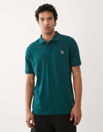Paul Smith Polo vestibilit&agrave; classica verde scuro con logo zebrato