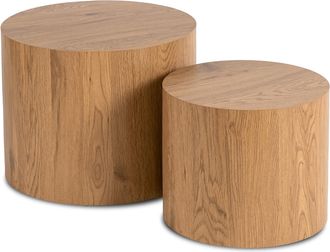 OEM Juego De Mesa De Centro Leila De 38 Cm/48 Cm, Roble Natural, Estilo Loft Escandinavo