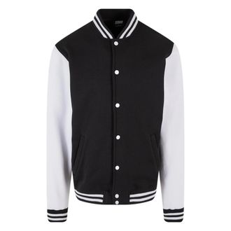 Urban Classics Heren College Tweekleurig Sweatjack (Zwart/Wit)