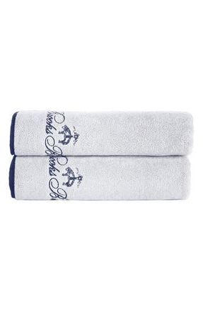 Brooks Brothers Contrast Frame Cotton Towel Set in Silver at Nordstrom Rack, Size Bath Towel