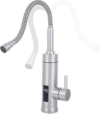 OEM Calentador De Agua Instant&aacute;neo 230 V Grifo El&eacute;ctrico En Acero Inoxidable Con Indicador De Temperatura Led Legible Para Cocina, Autocaravana, Cocina, G